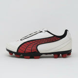 PUMA V5.10 II I FG Youth Firm Ground Soccer Cleats - White/Red