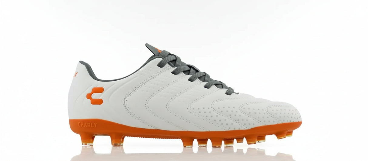 Charly Encore Firm Ground Soccer Cleats - White/Orange