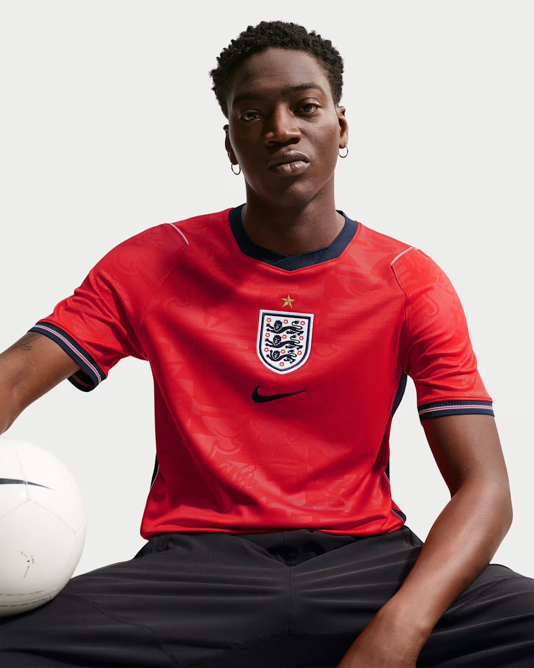 Nike England Away Men's Soccer Jersey 2026 - Speed Red/Obsidian/White/Obsidian