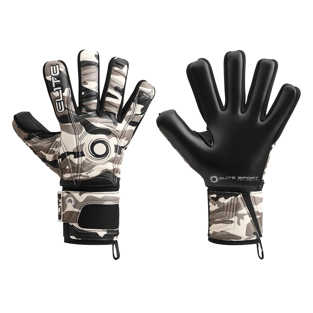 Guantes de portero de fútbol Elite Sport Combat N - Negro/Blanco/Gris