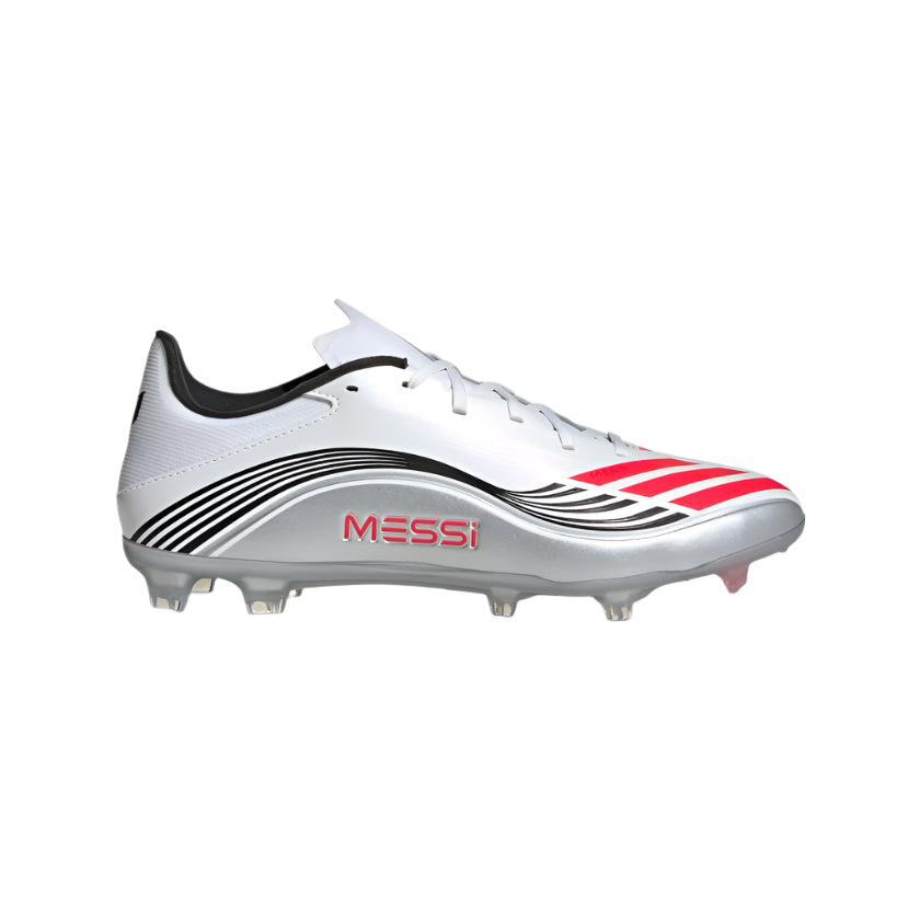 adidas F50 Messi League Firm/Multi-Ground Soccer Cleats - White/Red/Siver