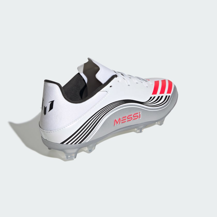adidas F50 Messi League Firm/Multi-Ground Soccer Cleats - White/Red/Siver