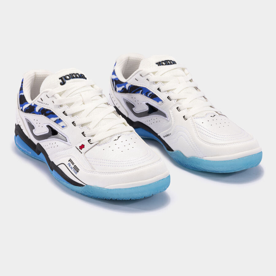 FS REACTIVE 2432 WHITE ROYAL TURF Zapatillas de fútbol sala Fs Reactive 24 para interior, color blanco y azul marino.