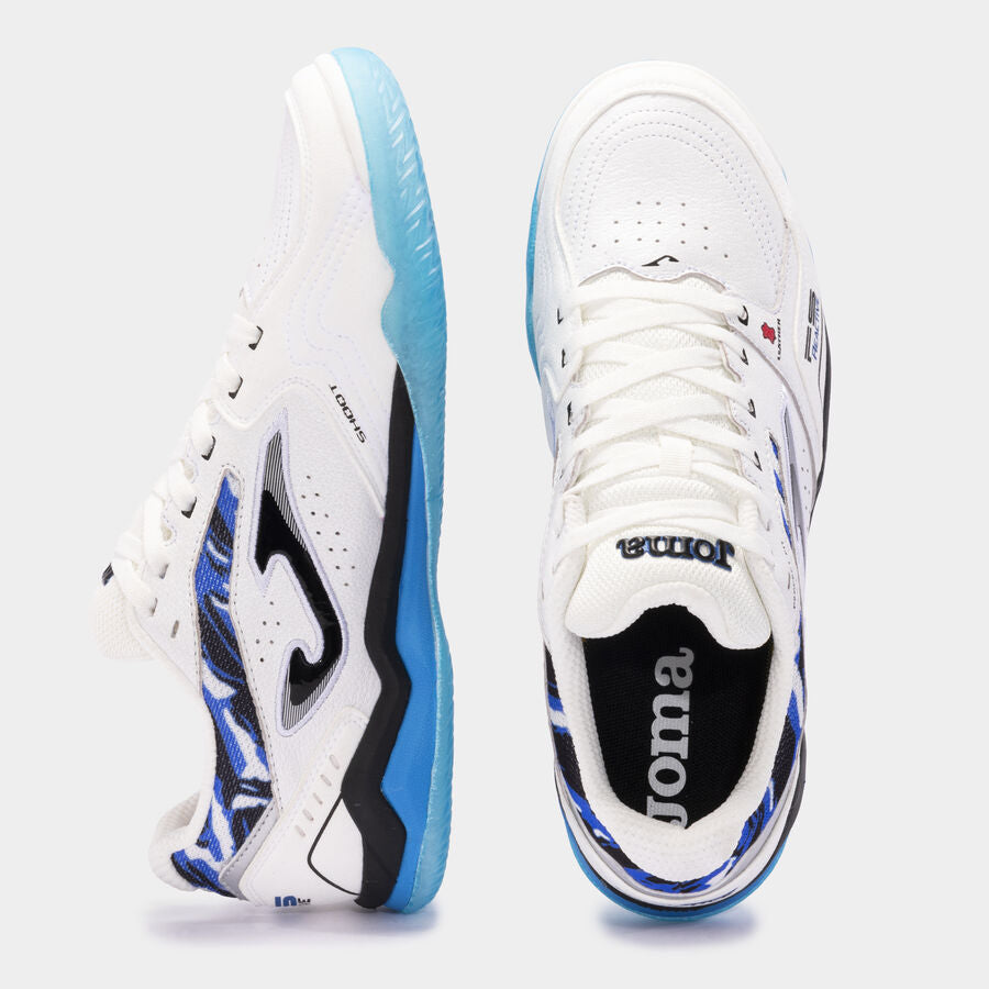 FS REACTIVE 2432 WHITE ROYAL TURF Zapatillas de fútbol sala Fs Reactive 24 para interior, color blanco y azul marino.
