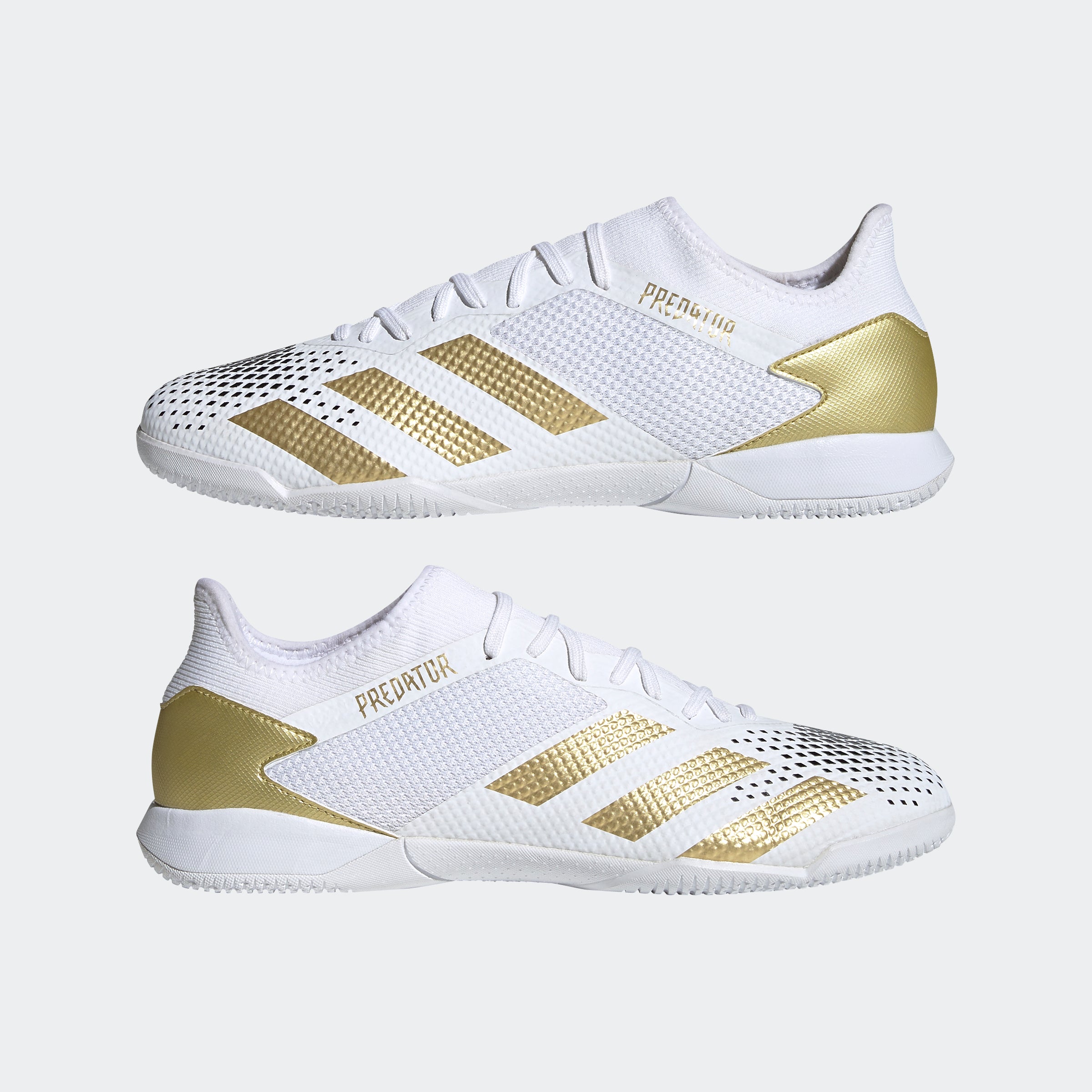 Botas de fútbol sala adidas Predator Mutator 20.3 Low en blanco, dorado y negro