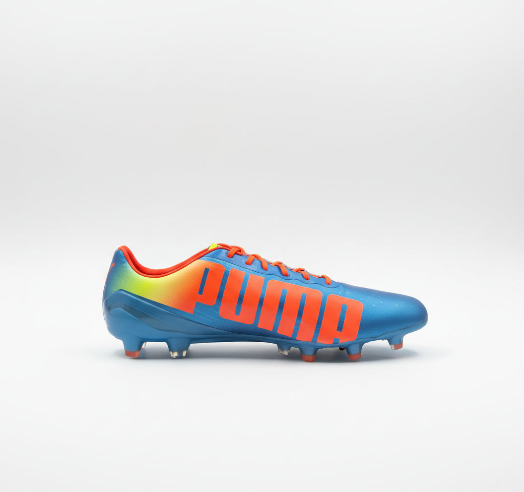 PUMA Evospeed 1.2 FG Firm Ground Soccer Cleats -Blue/Peach/Yellow