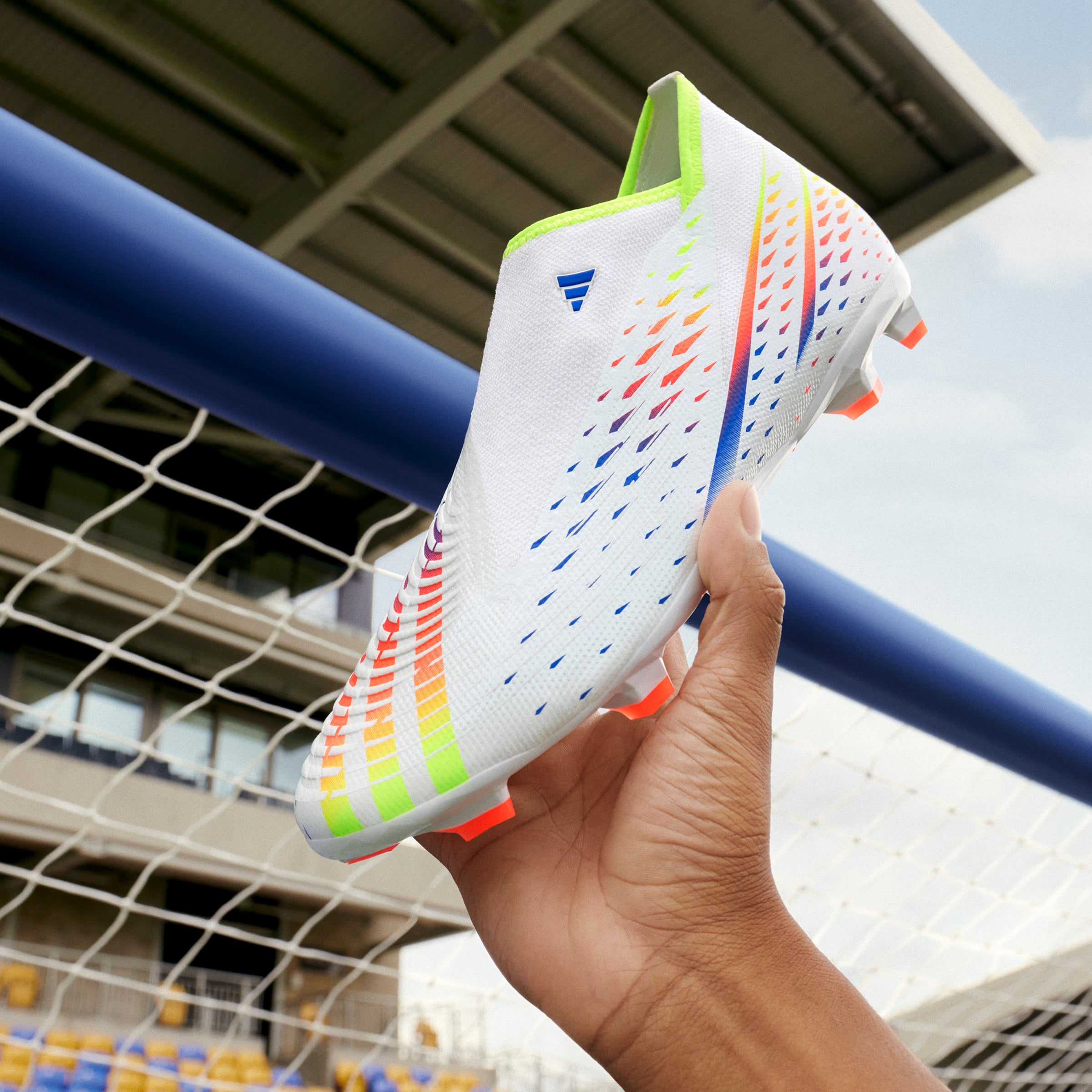 adidas Predator Edge 3 Laceless FG Men's Soccer Cleats - White/Yellow/Blue