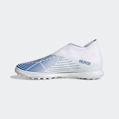 Botas de césped sin cordones adidas Predator Edge.3 en blanco y azul