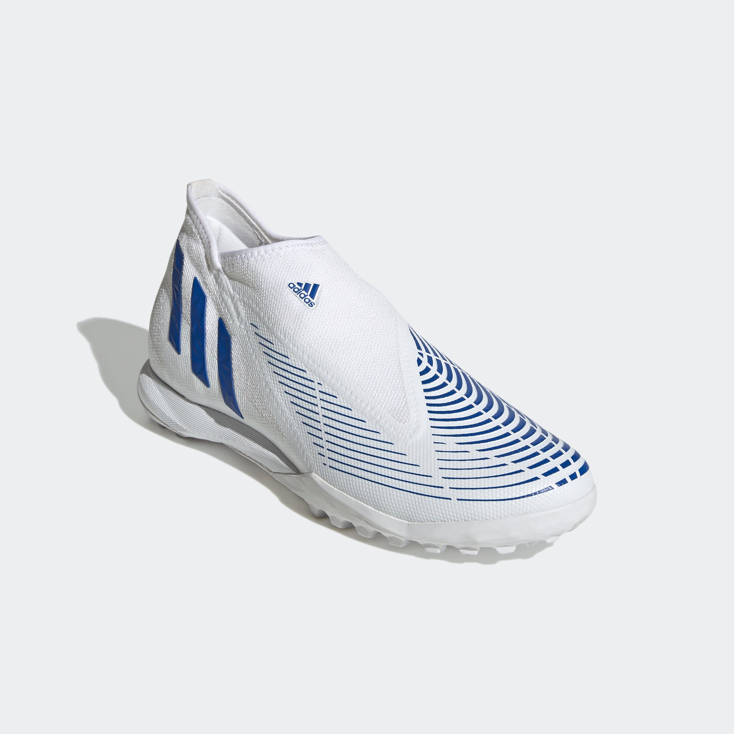 Botas de césped sin cordones adidas Predator Edge.3 en blanco y azul