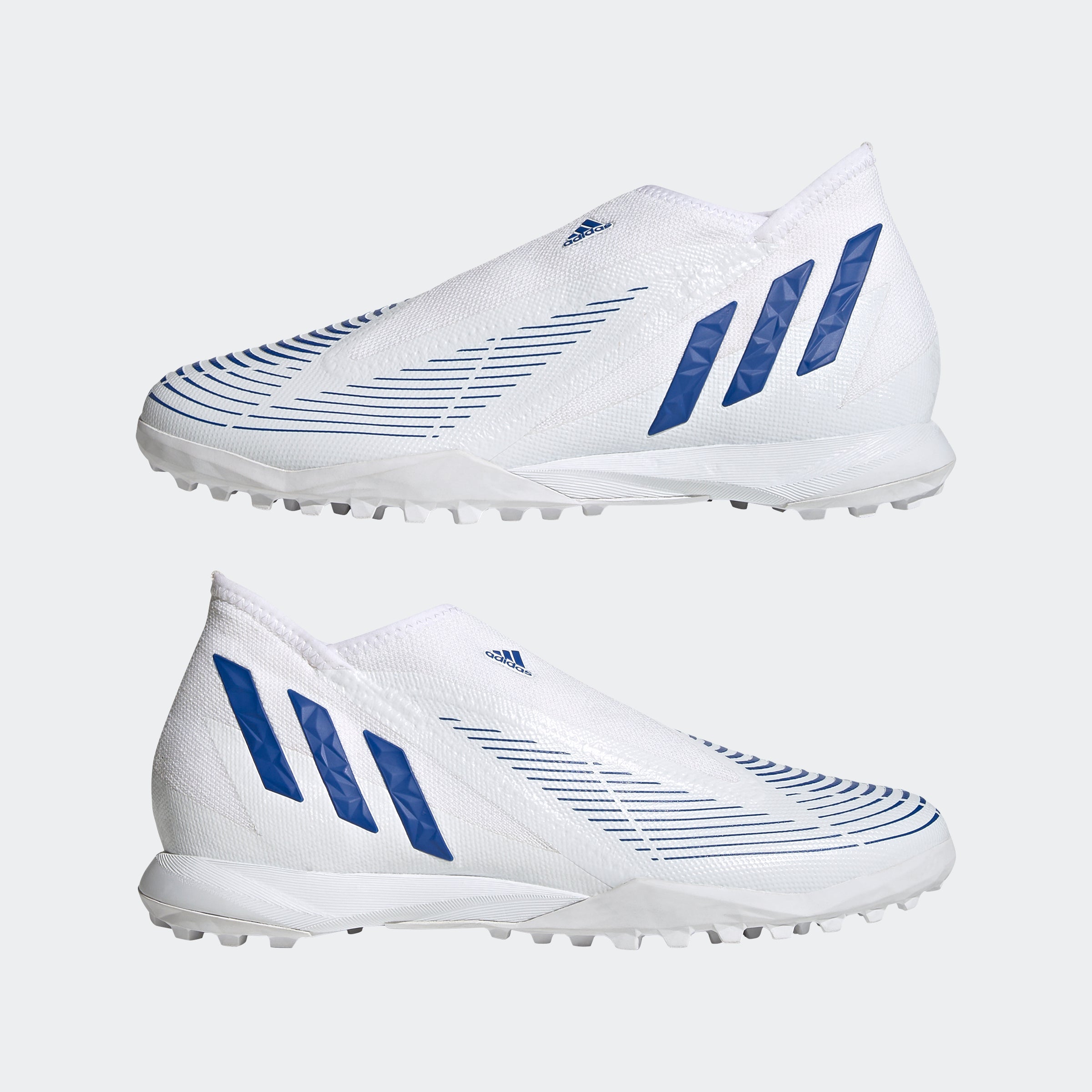 Botas de cesped sin cordones adidas Predator Edge.3 en blanco y azul Best Buy Soccer