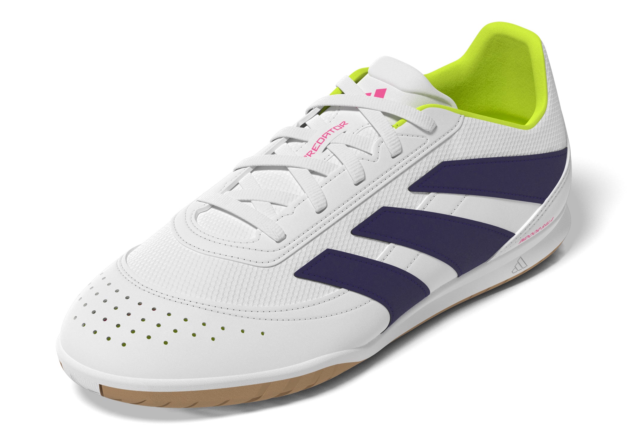 Botas de fútbol sala adidas Predator Club Sala para niños, color blanco y morado