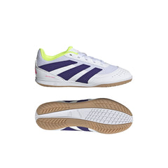 Botas de fútbol sala adidas Predator Club Sala para niños, color blanco y morado