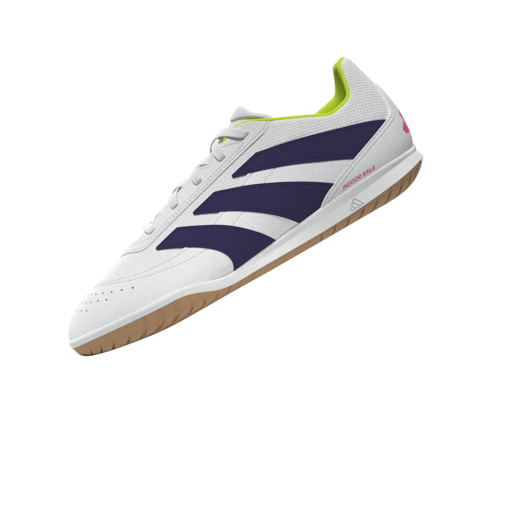 Botas de fútbol sala adidas Predator Club Sala para niños, color blanco y morado