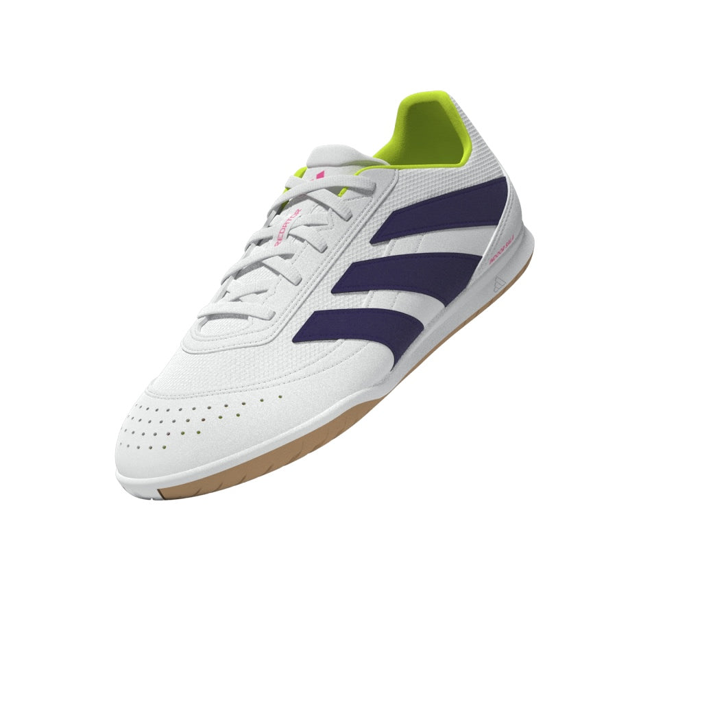 Botas de fútbol sala adidas Predator Club Sala para niños, color blanco y morado