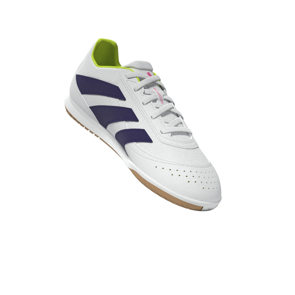 Botas de fútbol sala adidas Predator Club Sala para niños, color blanco y morado