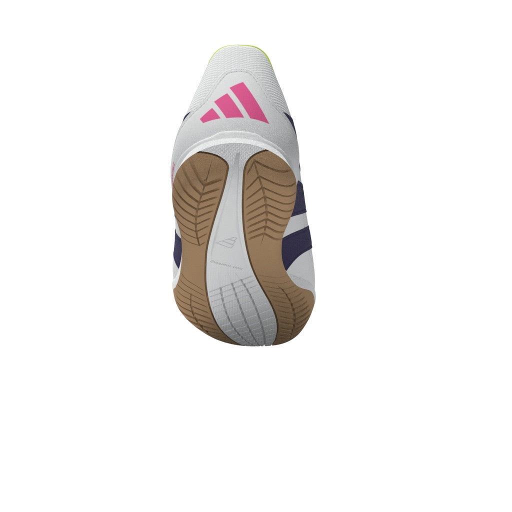 Botas de fútbol sala adidas Predator Club Sala para niños, color blanco y morado