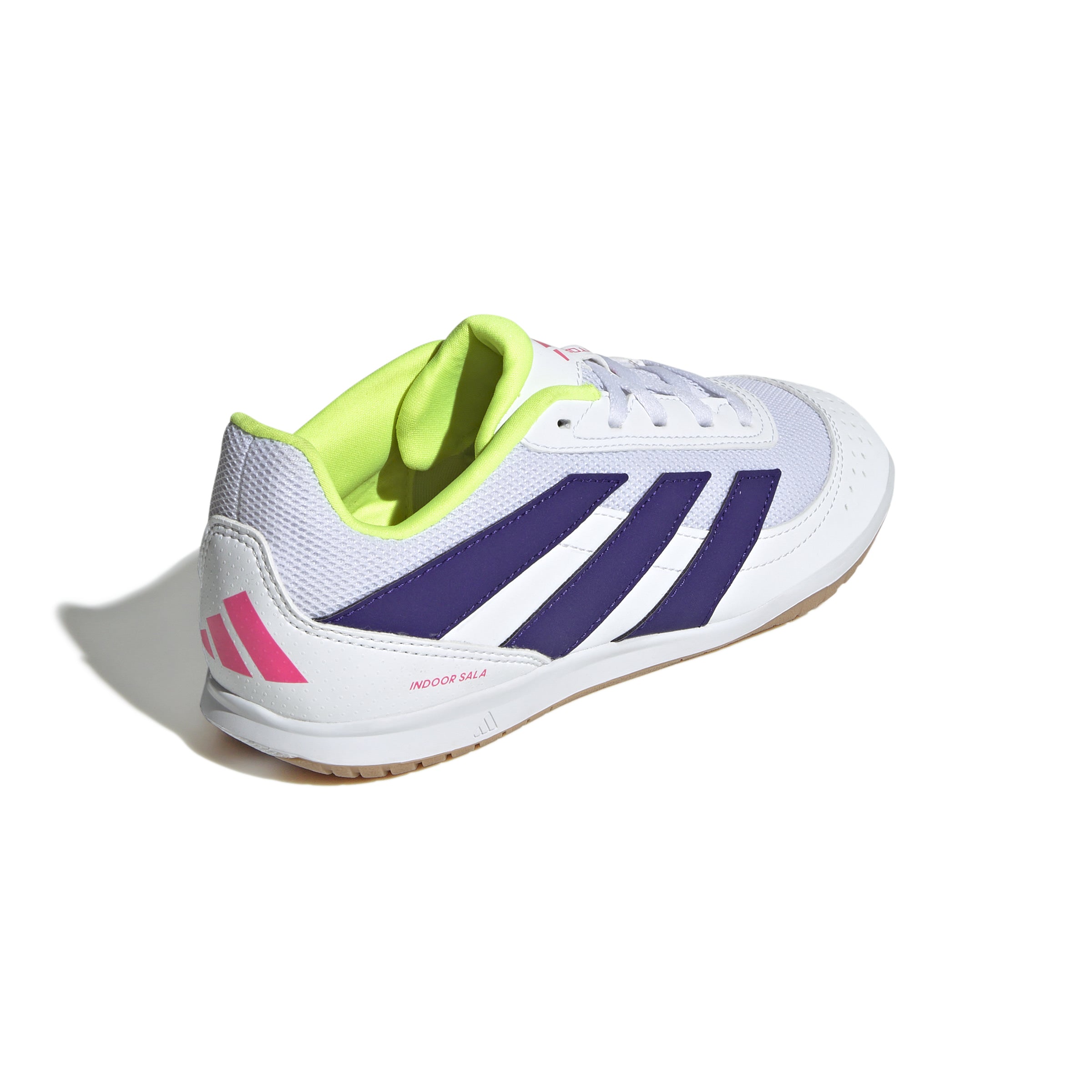 Botas de fútbol sala adidas Predator Club Sala para niños, color blanco y morado