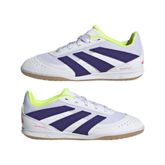 Botas de fútbol sala adidas Predator Club Sala para niños, color blanco y morado