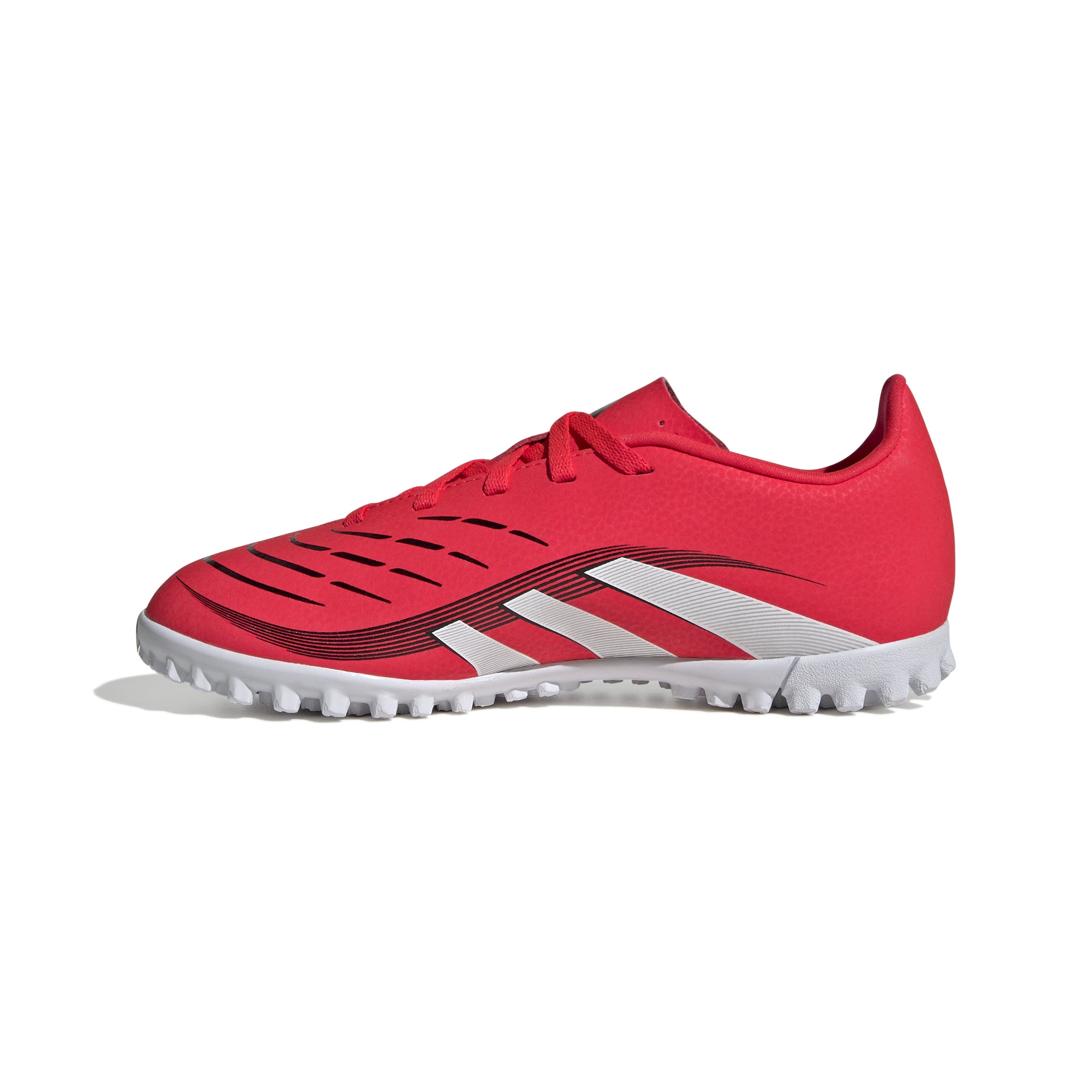 Botas de fútbol adidas Predator Club Turf para niños, color rojo y blanco