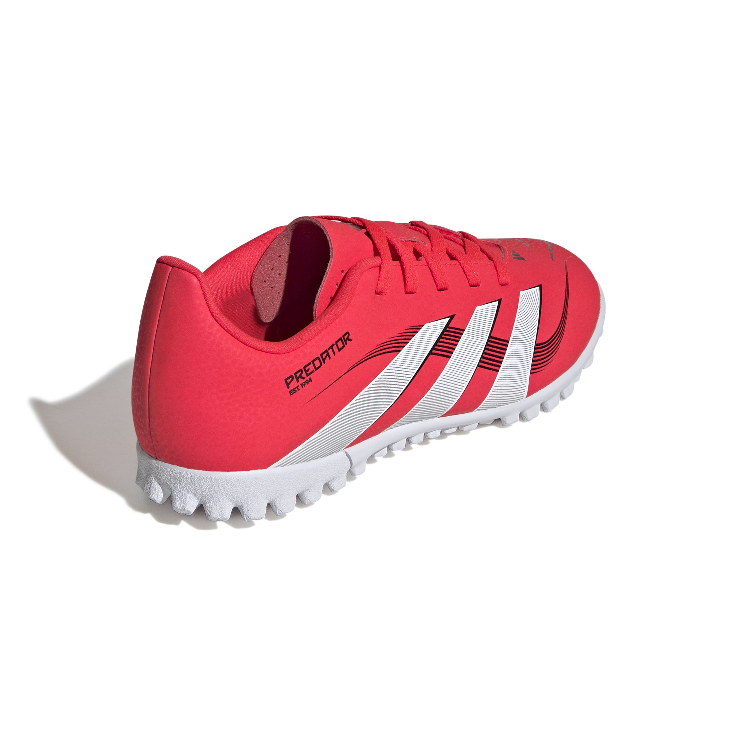 Botas de fútbol adidas Predator Club Turf para niños, color rojo y blanco