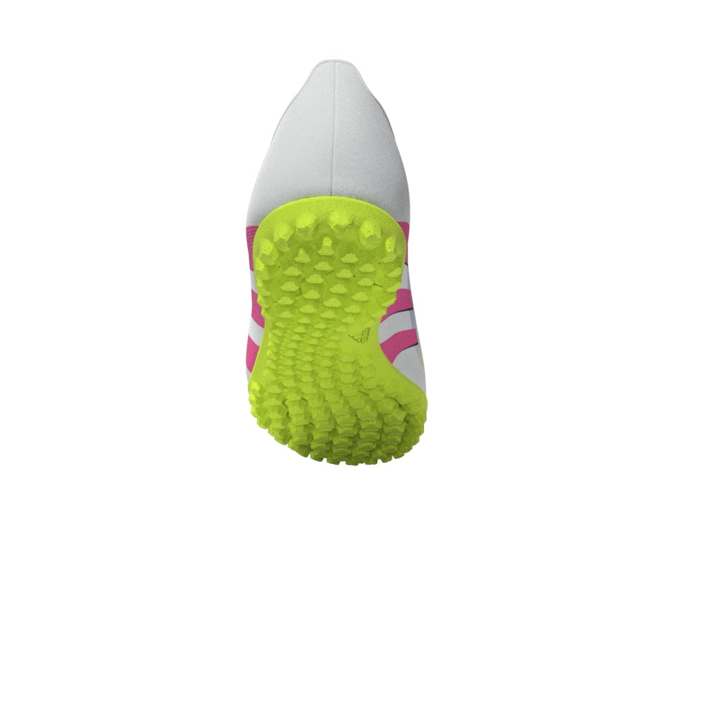 Botas de fútbol adidas Predator Club Turf para niños, color blanco y rosa