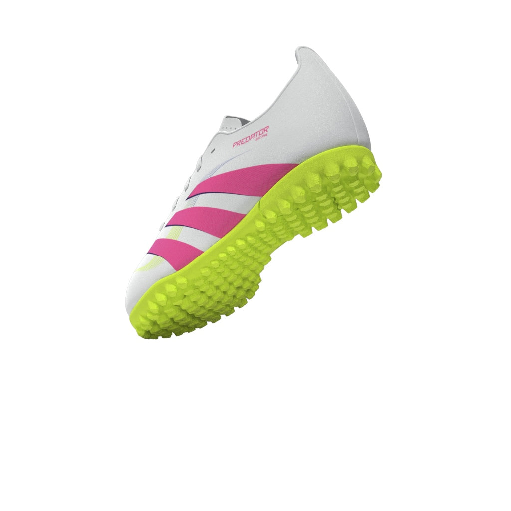 Botas de fútbol adidas Predator Club Turf para niños, color blanco y rosa