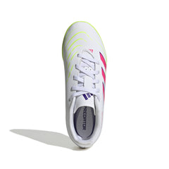 Botas de fútbol adidas Predator Club Turf para niños, color blanco y rosa
