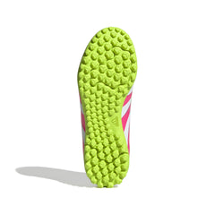 Botas de fútbol adidas Predator Club Turf para niños, color blanco y rosa