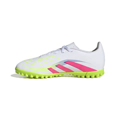 Botas de fútbol adidas Predator Club Turf para niños, color blanco y rosa