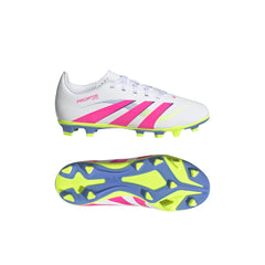Botas de fútbol para terreno firme y múltiple adidas Predator Club para niños, color blanco y rosa