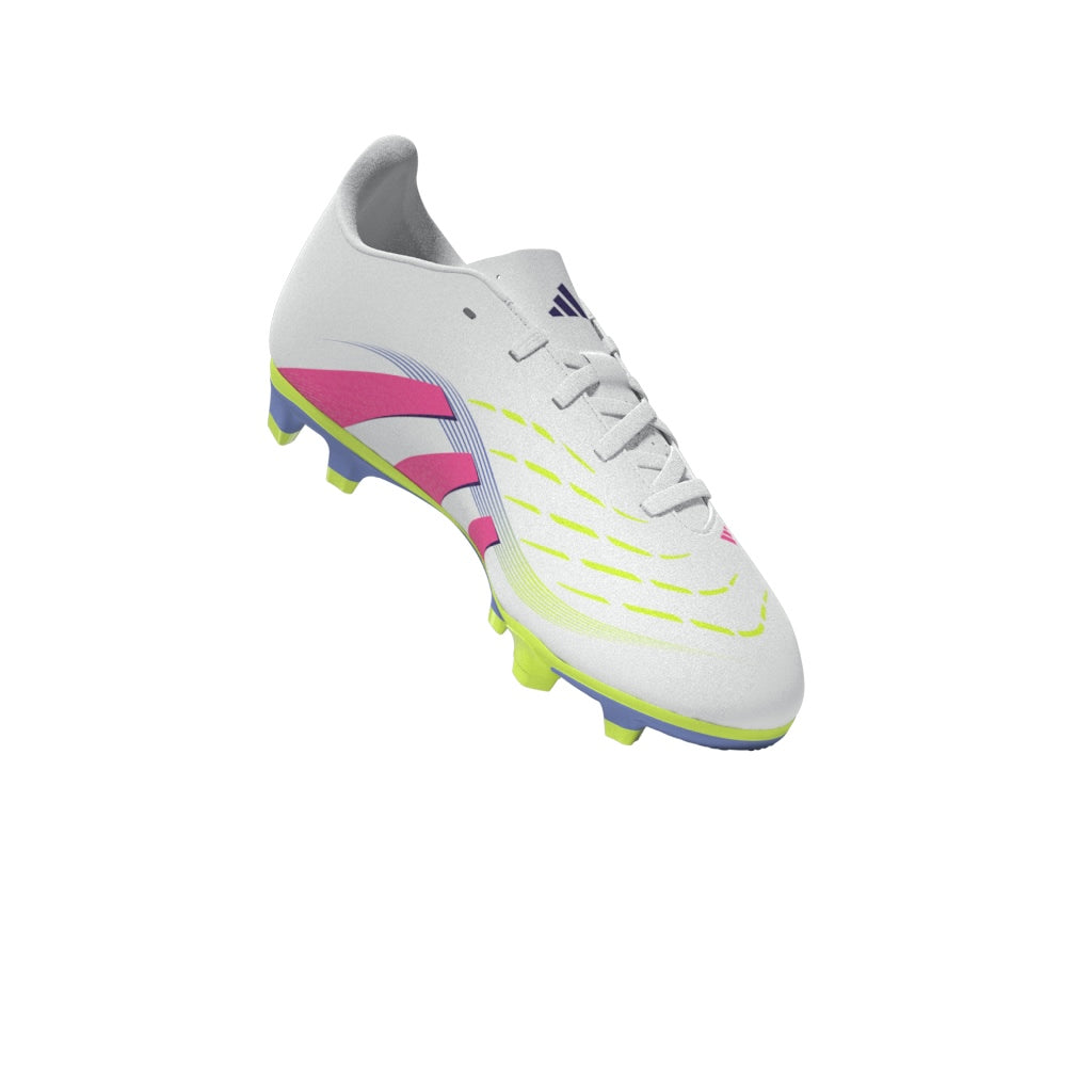 Botas de fútbol para terreno firme y múltiple adidas Predator Club para niños, color blanco y rosa