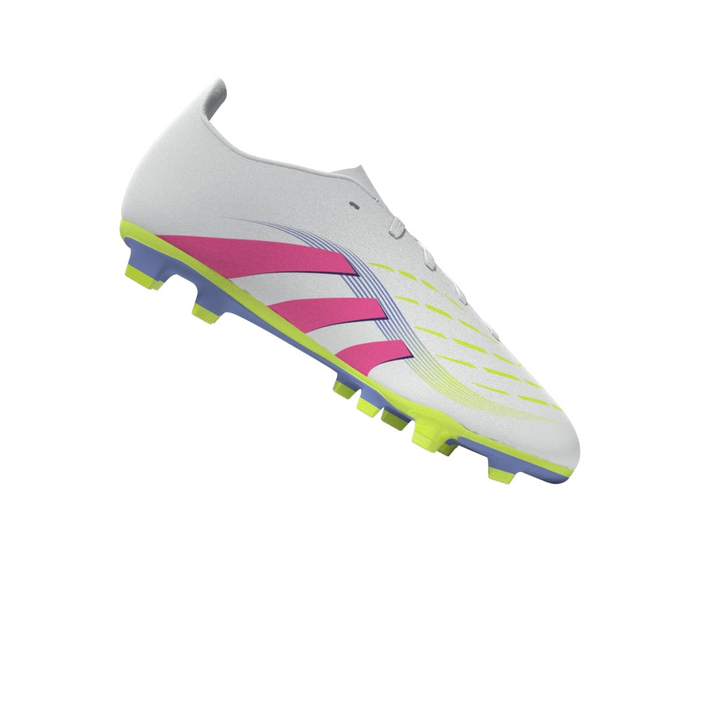 Botas de fútbol para terreno firme y múltiple adidas Predator Club para niños, color blanco y rosa