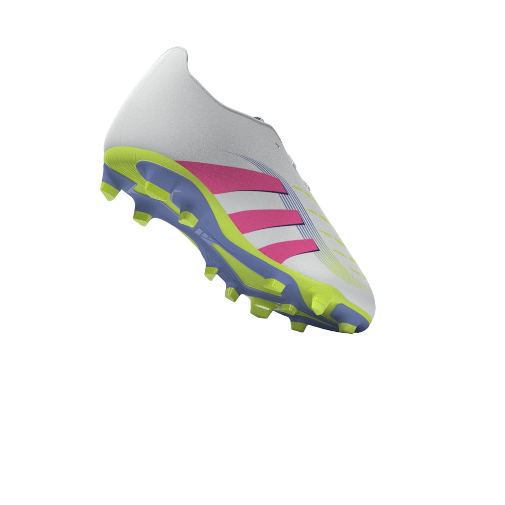 Botas de fútbol para terreno firme y múltiple adidas Predator Club para niños, color blanco y rosa
