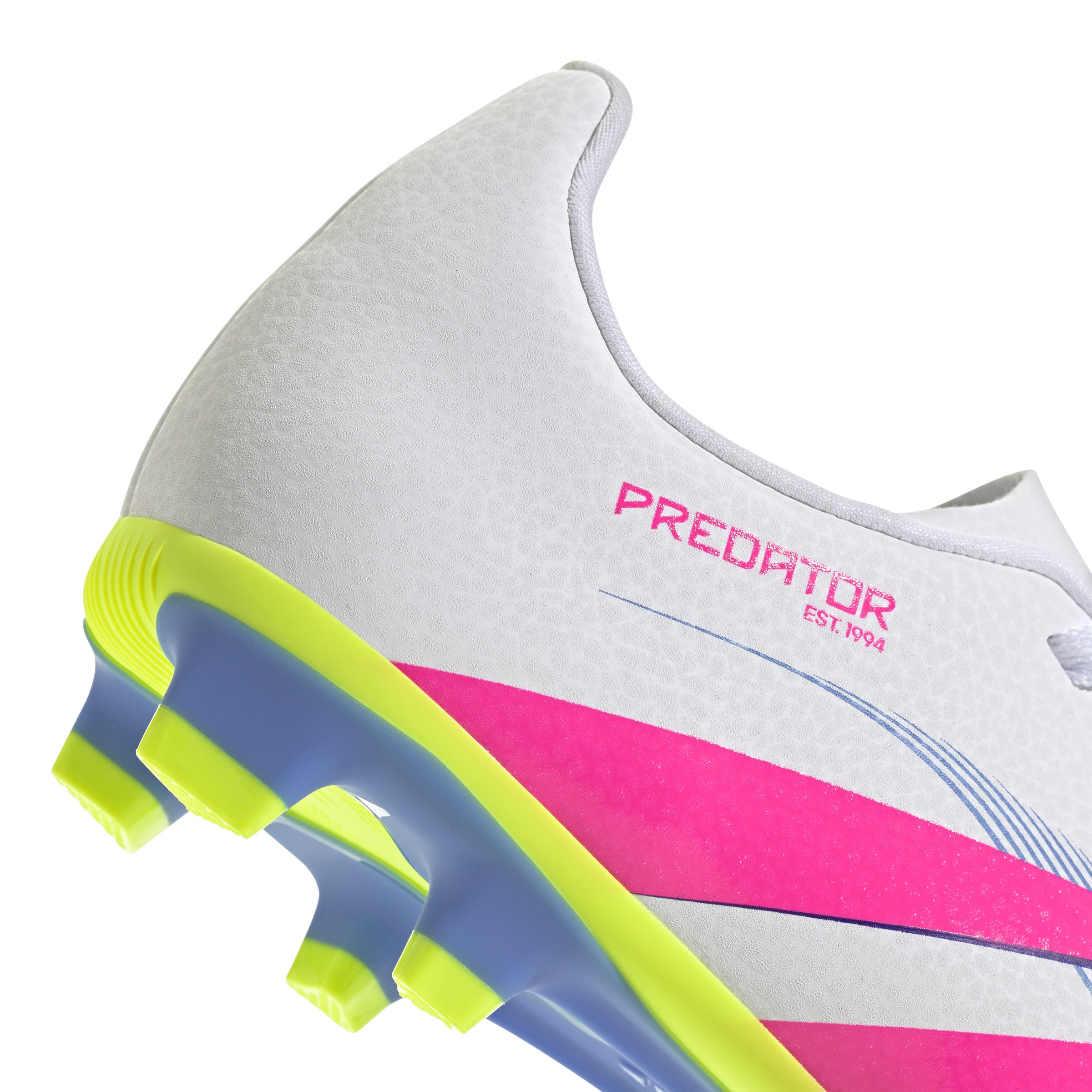 Botas de fútbol para terreno firme y múltiple adidas Predator Club para niños, color blanco y rosa