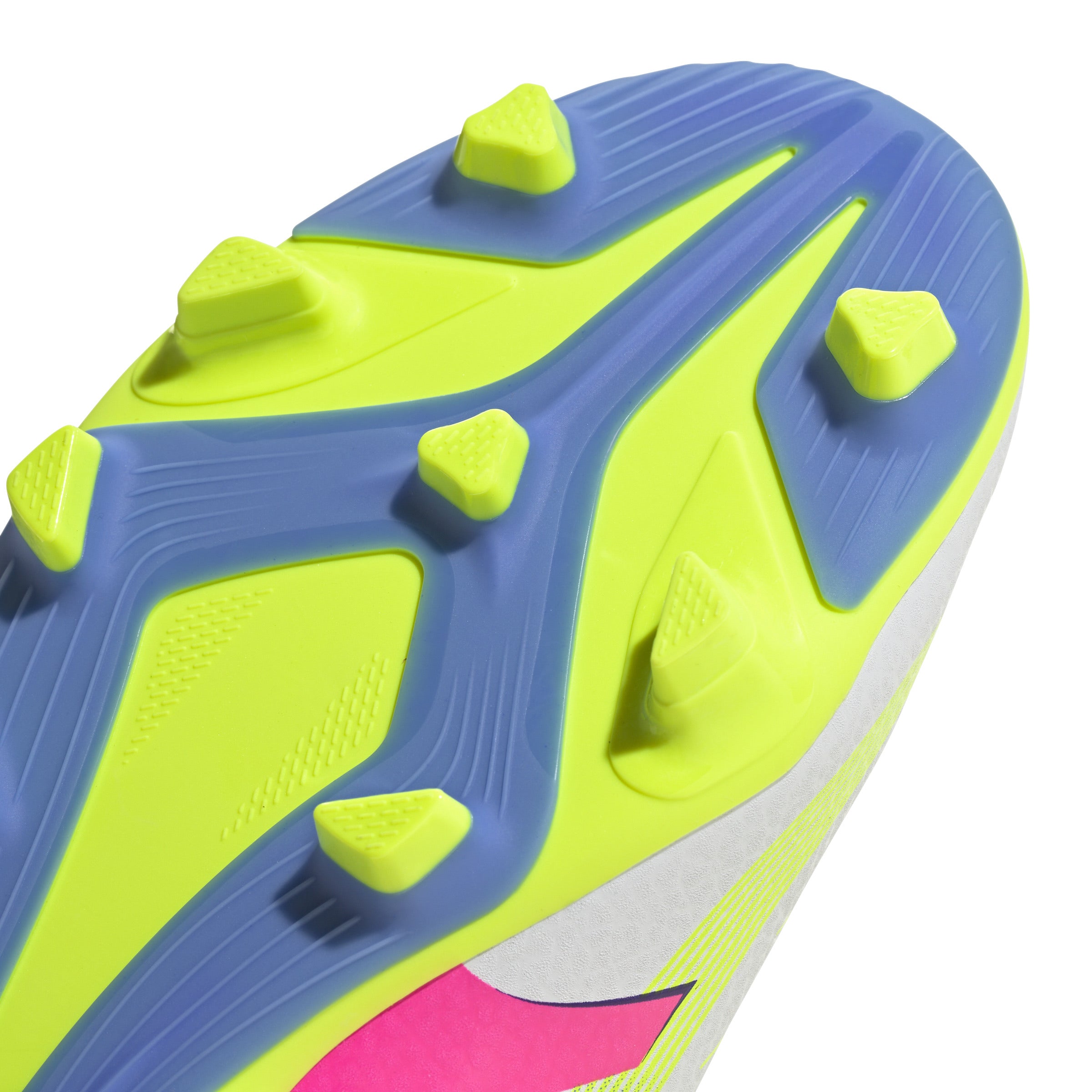 Botas de fútbol para terreno firme y múltiple adidas Predator Club para niños, color blanco y rosa