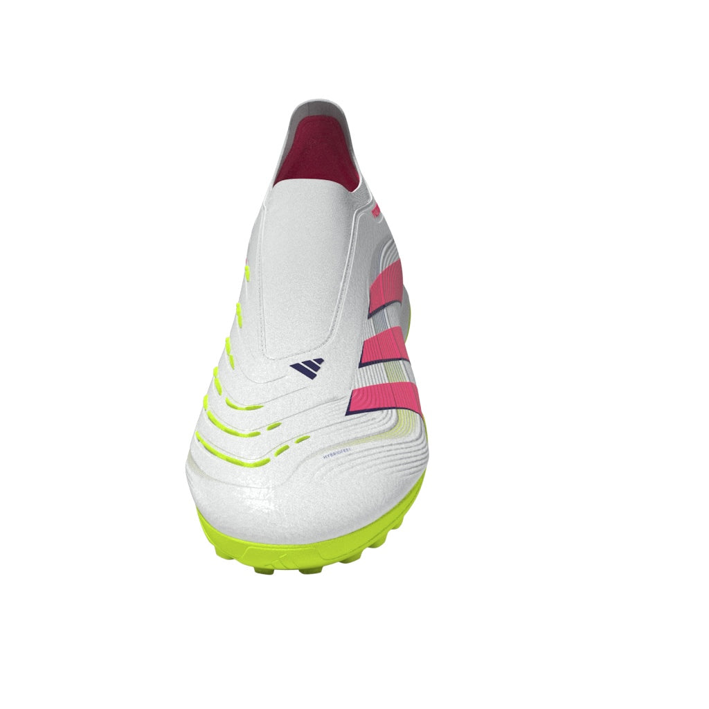 Botas de césped sin cordones adidas Predator League en color blanco y rosa