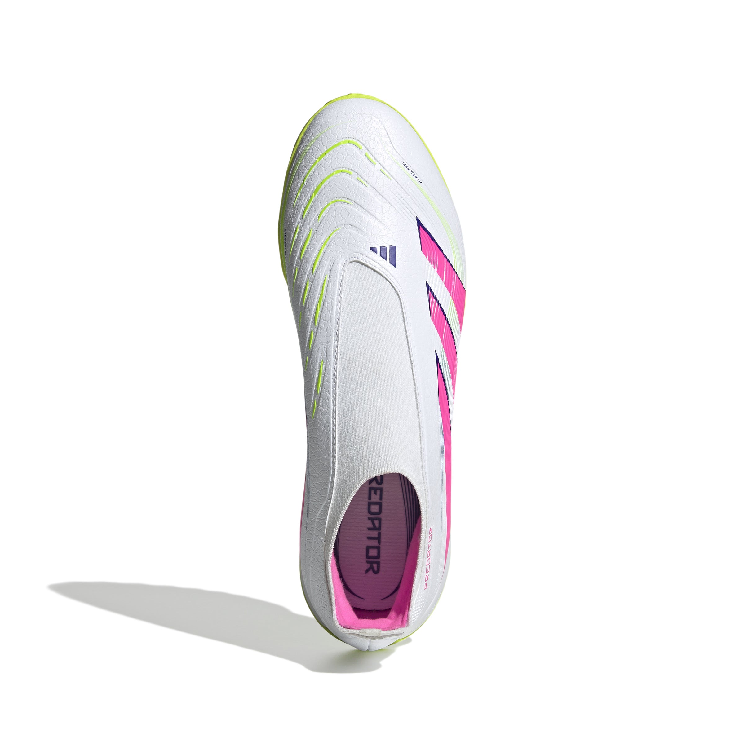 Botas de césped sin cordones adidas Predator League en color blanco y rosa