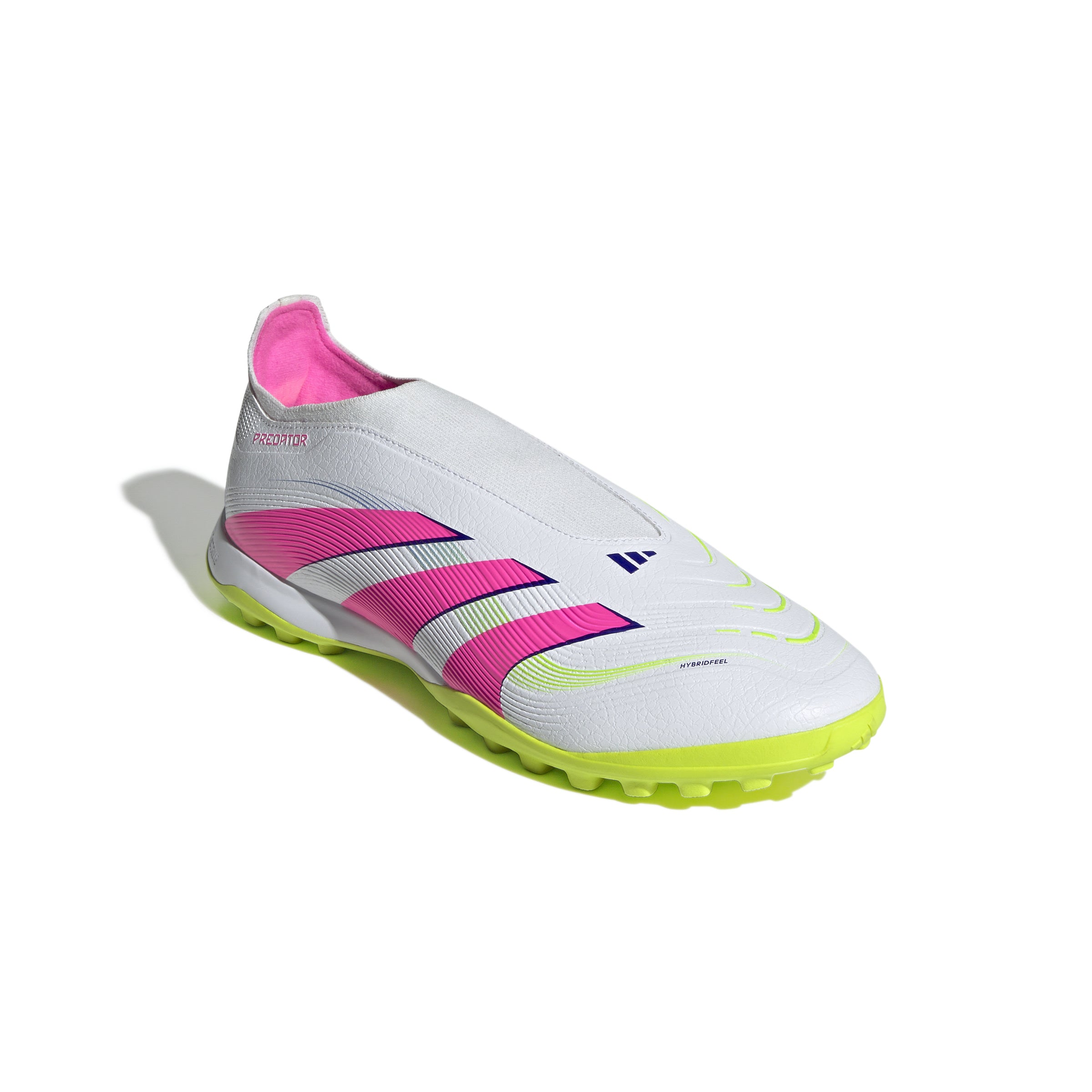 Botas de césped sin cordones adidas Predator League en color blanco y rosa