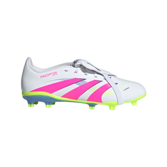 Botas de fútbol adidas Predator League Fold-Over Tongue para terreno firme para niños, color blanco
