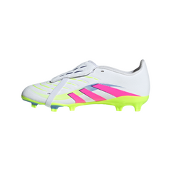 Botas de fútbol adidas Predator League Fold-Over Tongue para terreno firme para niños, color blanco