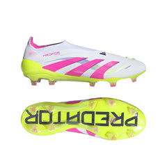 Botas de fútbol adidas Predator Elite sin cordones para terreno firme, color blanco