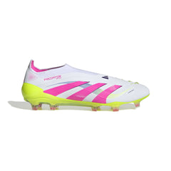 Botas de fútbol adidas Predator Elite sin cordones para terreno firme, color blanco