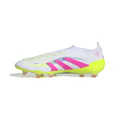 Botas de fútbol adidas Predator Elite sin cordones para terreno firme, color blanco