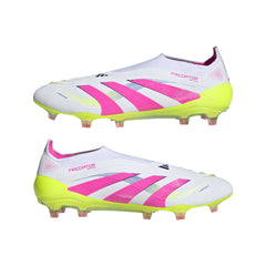 Botas de fútbol adidas Predator Elite sin cordones para terreno firme, color blanco