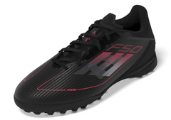 Botas de fútbol adidas F50 League Turf negras y rojas