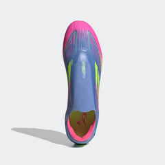 Botas de fútbol adidas F50 League sin cordones para terreno firme y multisuperficie en azul y limón