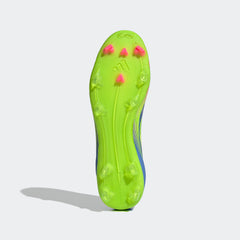 Botas de fútbol adidas F50 League sin cordones para terreno firme y multisuperficie en azul y limón
