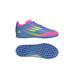 Botas de fútbol adidas F50 Club Turf para niños en azul/limón