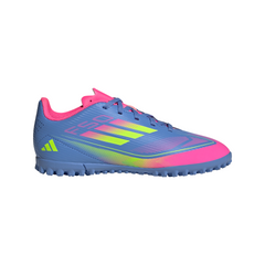 Botas de fútbol adidas F50 Club Turf para niños en azul/limón