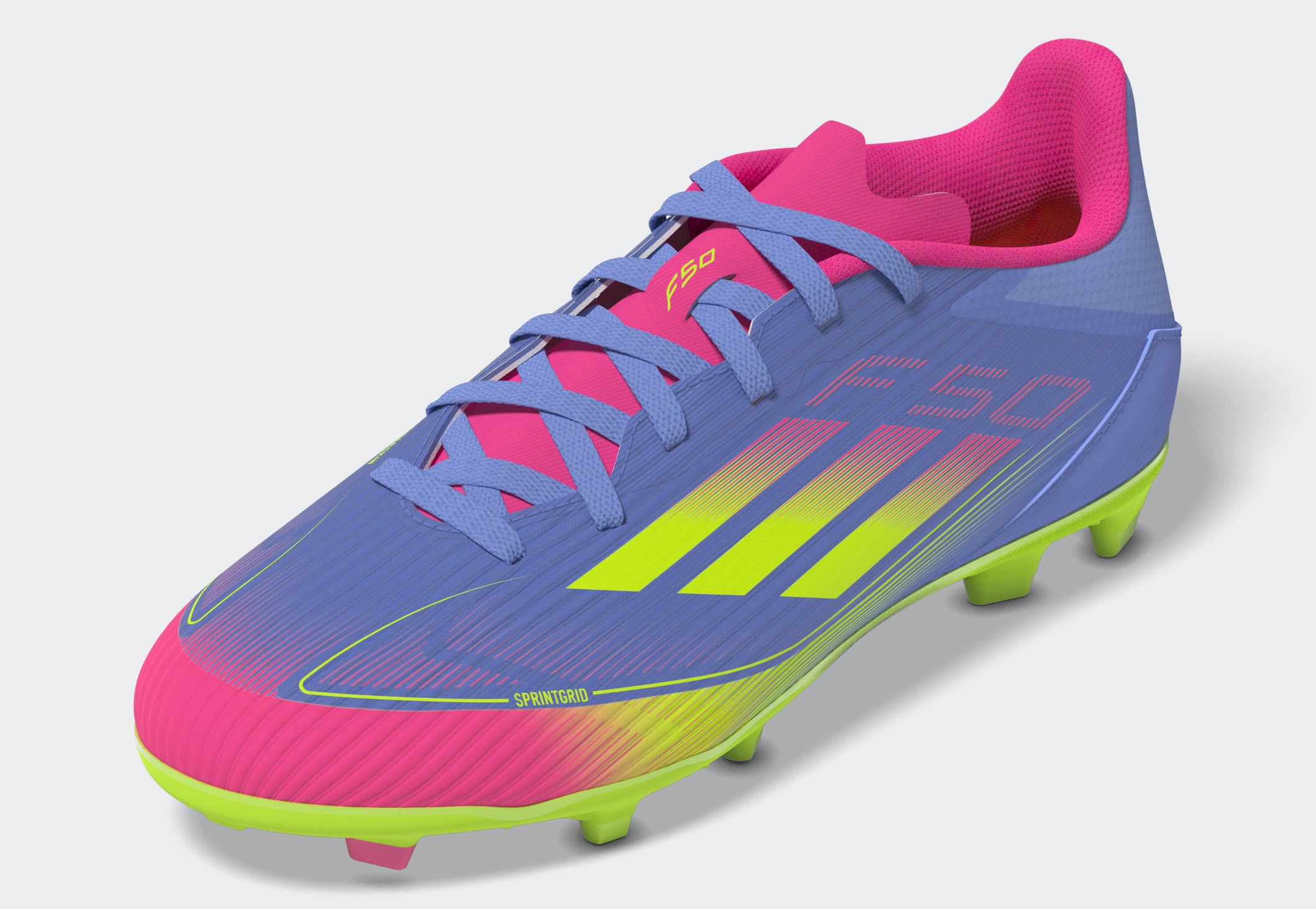 Botas de fútbol para terreno firme y multisuperficie adidas F50 League para niños en azul